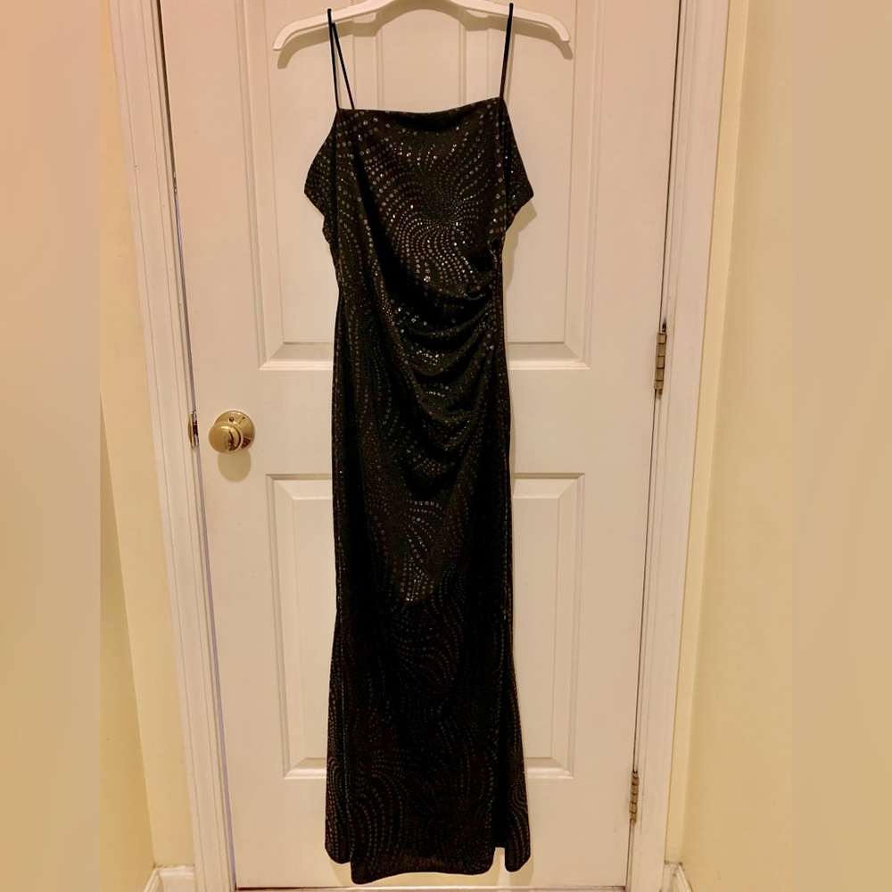 Women’s Formal Black Dress Spaghetti Strap Ankle Length Size 11-12